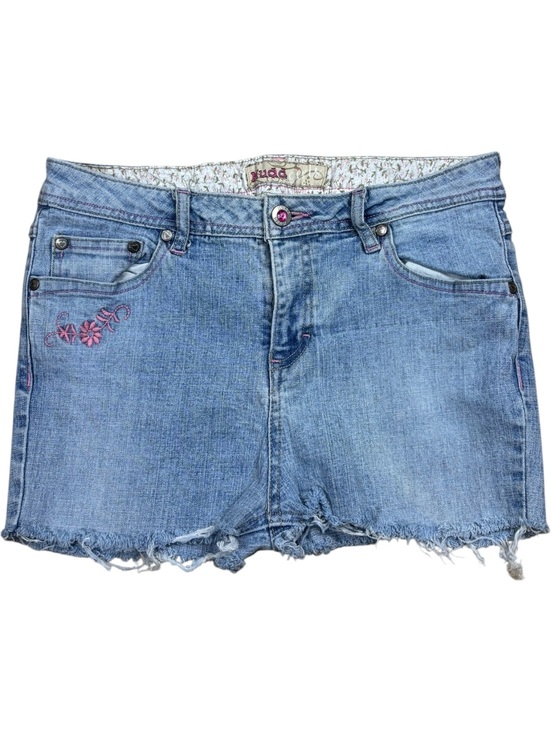 Mudd Pants - Mudd Y2K Pink Floral Embroidered Denim Mini Shorts